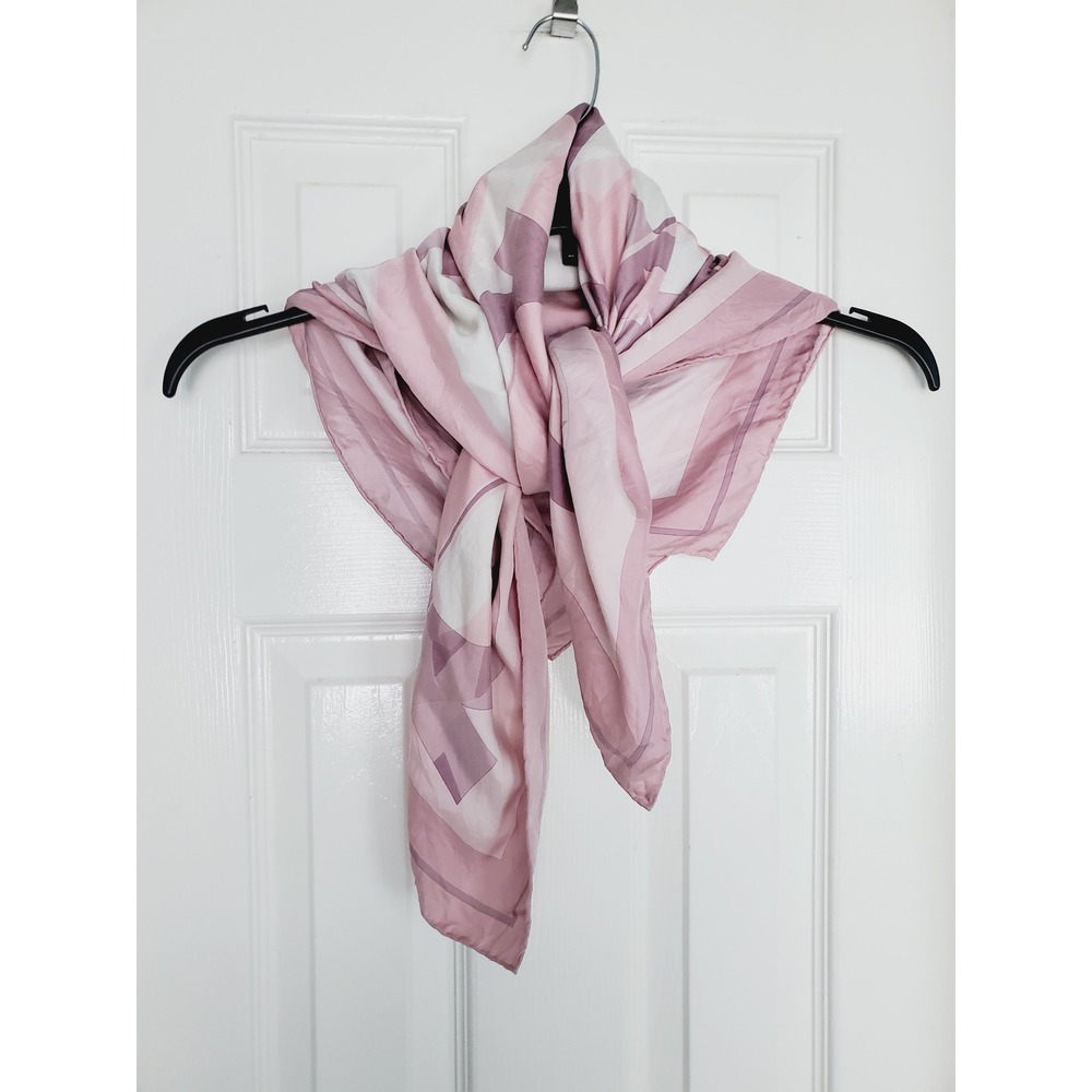 Salvatore Ferragamo Scarf Pink Gancini Logo Silky Geometric Luxury Accessory OS - Picture 2 of 7